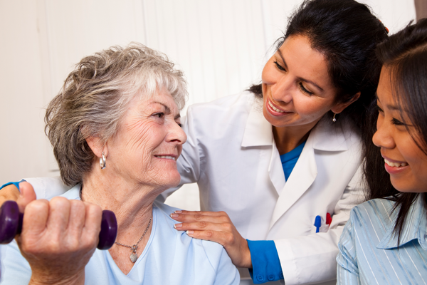 doctor and patient in rehabilitation